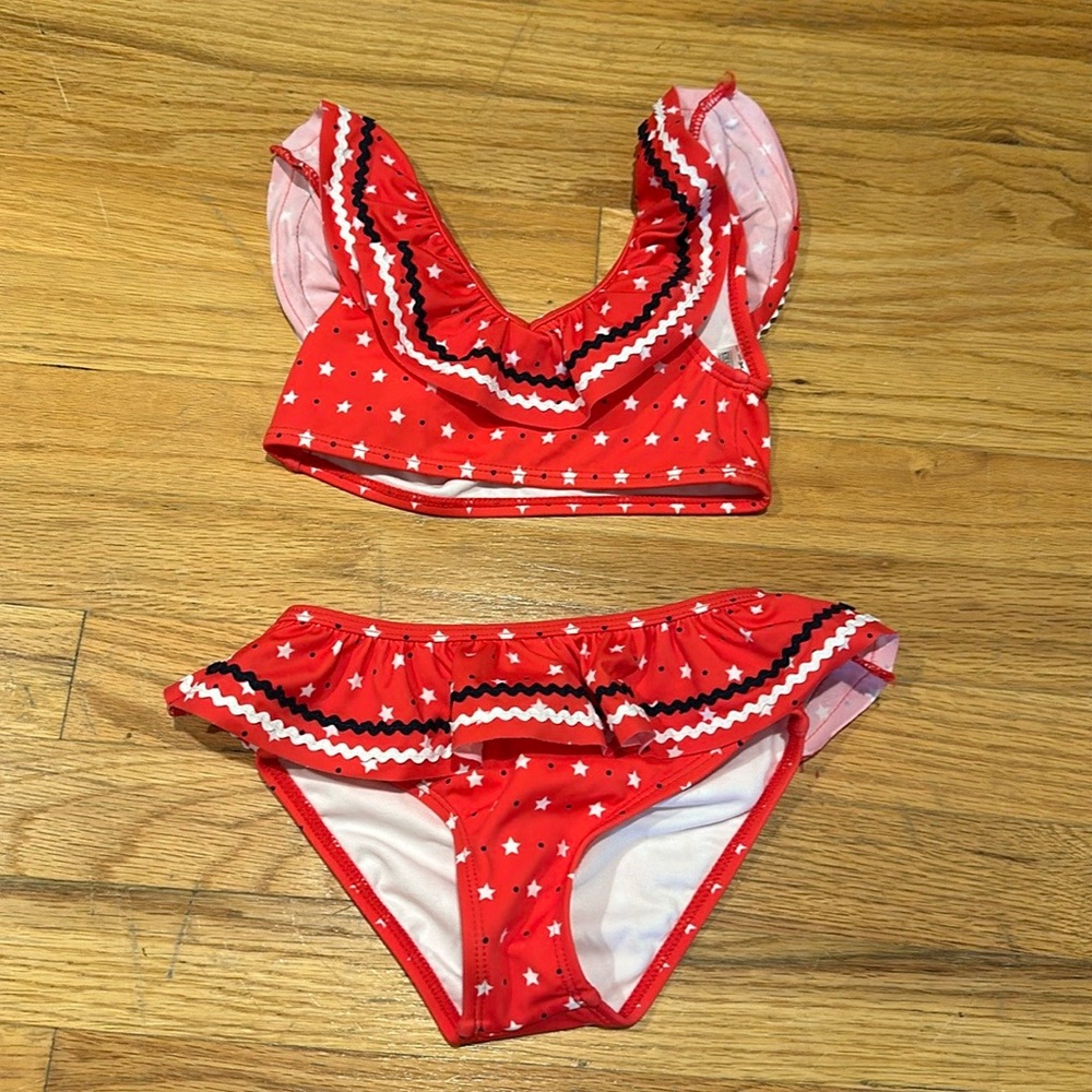 Red star ruffle bikini size 4
